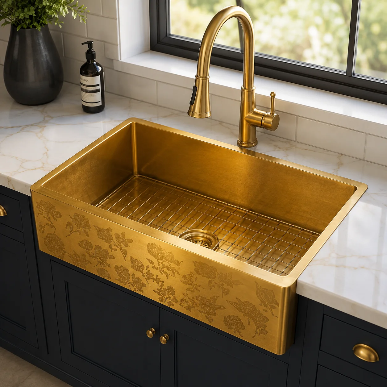 Aureflora™ Gold Farmhouse Kitchen Sink